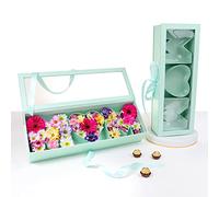 UNIKPACKAGING Caja rellenable con forma de carta con diseño de flores "MOM", con forro de plástico, para arreglos florales de estilo lujoso y regalos (verde azulado)