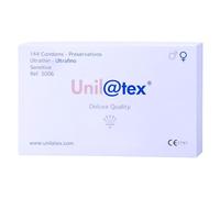 Unilatex Ultrathin Sensitive Deluxe Quality Preservativos Ultrafinos de Látex Natural Lubricados Tamaño Estándar 53 mm x 185 mm Alta Sensibilidad Protección Segura - Pack Laborawi (144 Unidades)