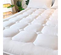 UNILIBRA King Size Mattress Pad Cooling Rayon from Bamboo, Quilted Fitted Mattress Protector Pillow Top Mattress Cover with Deep Pocket Up to 21 Inches, Ultra Soft Filling Mattress Topper