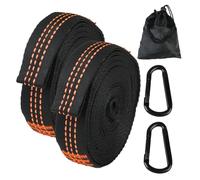 unillea Juego de cuerdas para hamaca de 2 piezas, correas de suspensión para hamaca con 2 mosquetones, ajustables, longitud de 2 metros, capacidad máxima 300 kg, ideal para camping, actividades al