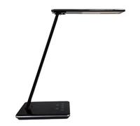 Unilux 400124484 Linka - Lámpara de escritorio LED con función de carga (inducción, intensidad lumínica/color regulable, con apagado automático, plegable), color negro