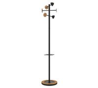 Unilux Bora Bamboo - Perchero de pie (bambú, 6 ganchos, soporte para paraguas y bandeja de goteo