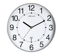 Unilux Gran Reloj de Pared con Radio Maxi Wave de 37,5 cm, en Gris Plateado, radiocontrolado por Radio, Cambio automático de Hora de Verano e Invierno