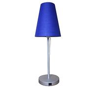 Unilux - Lámpara de noche Ambiance 2.0, con puerto de carga USB, pantalla de tela azul, base de metal, diseño sobrio, para oficina, salón y dormitorio (bombilla LED incluida)
