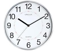 Unilux Reloj de pared Aria con sistema de cuarzo de 30,5 cm con doble pantalla de metal gris