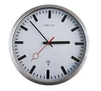 Unilux - Reloj de Pared para Escritorio (Mecanismo silencioso radiocontrolado de Cuarzo, diámetro 30 cm, Metal/Blanco