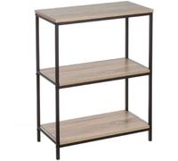 Unimasa Estantería con 3 baldas de metal negra moderna de 76x60x30 cm