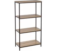 Unimasa Estantería con 4 baldas de metal negra moderna de 116x60x30cm