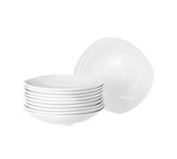 UNIMASA Juego de 12 platos hondos cuadrados blancos de porcelana de 23 cm. Configura tu vajilla completa moderna para 12 personas a tu gusto