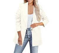 Unimate Blazer con solapa de un solo botón para mujer, elástico, ligero, talla grande, manga larga, bolsillo, ropa exterior para entrevistas, vacaciones, citas en la calle, blanco, 3XL
