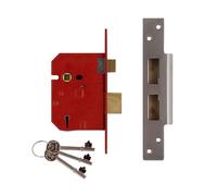 UNION 2234E Cerradura de Pomela de 5 Palancas BS, Acero Cromo Satinado, 67mm