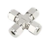 Unión de acero inoxidable 316 CRUZ 4 VÍAS Conector compresión doble virola Conexión tubería gas(8 mm LOK)