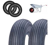 Union EGA08NRE - 2 neumáticos + 2 cámaras de aire 3.50-8 con neumáticos a rayas reforzados 2PR