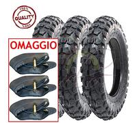 Union EGE10CRU Tris 3 Llantas Neumáticos + 3 Cámaras de Aire Cross 100/90-10 para Piaggio Ape 50 Minicross Mini Moto Scooter con Tacos 6PR TT