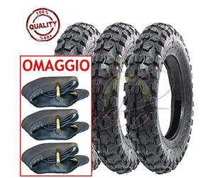 Union EGE10CRU Tris 3 Llantas Neumáticos + 3 Cámaras de Aire Cross 100/90-10 para Piaggio Ape 50 Minicross Mini Moto Scooter con Tacos 6PR TT