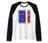 Unión Europea Letonia Media Bandera UE Letonia Heritage Camiseta Manga Raglan