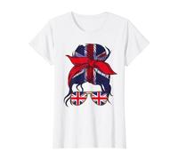 Union Jack Bandera Bandana Mujer Gafas de Sol Camiseta gráfica económica, Mujer, Blanco, XS