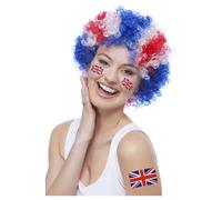 Union Jack Bandera Peluca Afro Gran Bretaña Rangers Olimpiadas Disfraz Adulto