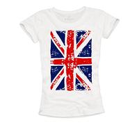 Union Jack - Camiseta con Bandera de Inglesa para Mujer - Blanca L