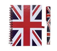 Union Jack - Cuaderno de notas a juego, tamaño mediano A6, tamaño mediano, con alambre, diseño de la bandera británica, diseño de bandera británica/angustiado/Reino Unido
