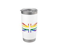 Union Jack LGBTQ - Bandera de arco iris con orgullo gay del Reino Unido Vaso térmico de acero inoxidable de doble pared