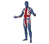 Union Jack Lycra Mono Traje Piel Trajes Gran Bretaña Disfraz Adulto