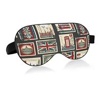 Union Jack, Parlamento, Big Ben y Londres Retro Sellos Máscaras de ojos Bloques de cubierta Máscara de dormir ligera Cubierta de sombra Cubierta de sombra de ojos relajante con correa ajustable para l