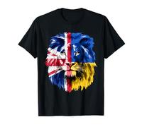 Union Jack United Kingdom Flag Lion Face Half Union Jack Camiseta