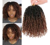 Unionbeauty Yanky Twist - Pelo de ganchillo preenrollado de 20,3 cm, 8 paquetes de 30 mechones por pieza, extensiones de pelo sintético de ganchillo pretrenzado, color marrón degradado, 1B/30#