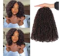Unionbeauty Yanky Twist - Pelo de ganchillo pretrenzado de 8 pulgadas, 8 unidades, pelo de ganchillo preenrollado con micro resorte, cabello rizado marrón degradado, cabello senegalés, extensiones de