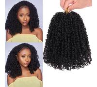 Unionbeauty Yanky Twist - Trenzas de ganchillo de 25,4 cm, 8 paquetes de extensiones de cabello sintético de ganchillo pretrenzadas, color negro natural, 1B#