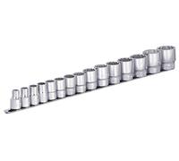 Unior 622634 - Juego de 15 Llaves de Vaso 1/2" 12 Caras en regleta de 3/8" a 1.1/4" Serie 190H12P15IN