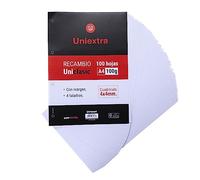 UNIPAPEL 53390900. Recambio 100 Hojas Cuadrícula 4x4, A4, 100g, PaperClas100g, Uniextra - Uniclasic