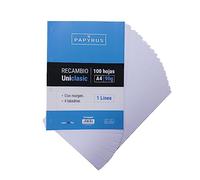 Unipapel 53391400. Recambio de Hojas con 1 Línea, 4 Taladros, 90 g, con Margen, Multicolor, A4