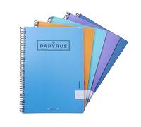 Unipapel 98442099. Pack de 5 Cuadernos con Cuadrículas 4x4mm, Papyrus 08-Uniclasic, Tamaño Folio, Papel 90g, 80 Hojas, Colores Surtidos Aleatorios, Tapa Polipropileno