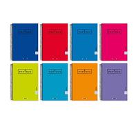 Unipapel 98443094. Pack de 5 Cuadernos con Espiral y Tapa Dura, Milimetrado, Papyrus 04 - Uniclasic, 80 Hojas, 90 Gramos, Surtido Colores Aleatorios