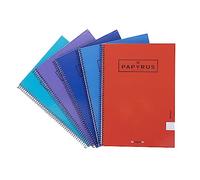 Unipapel 98443099. Pack de 5 Cuadernos con Espiral y Tapa Dura, Cuadricula 4x4mm, Papyrus 04 - Uniclasic, 80 Hojas, 90 Gramos, Surtido Colores Aleatorios