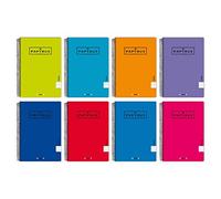 Unipapel 98452096. Pack de 5 Cuadernos Tapa Polipropileno, Tamaño Cuarto, 80 Hojas Pauta 2,5cm, Colores Surtidos Aleatorios, Papyrus 08-Uniclasic