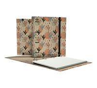 Unipapel - Archivador 4 Anillas Ecológico A4, Incluye Recambio 100 Hojas Recicladas 90g, Cuadriculadas 5x5, Bandas de Color, Uninature Design Cactus| FSC Recycled 100%, Carpebook