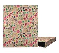 Unipapel - Carpeta de Anillas A4 Ecológica, Cartón y Papel, 100% Reciclada, 4 Anillas 25mm Forma D, Uninature Design Hawai, FSC Recycled 100%, Perfecta para Archivo Documentos y Notas