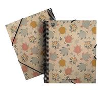 Unipapel - Carpeta de Fundas Ecológica, Espiral, 40 Fundas Transparentes, Cubiertas Cartón y Kraft 100% Reciclados, Uninature Design Tortugas, Maxiplás, Certificado FSC