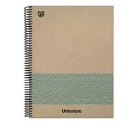 Unipapel | Cuaderno 100% Reciclado A4 Kraft | 80 Hojas Cuadriculadas 4x4 | 90g | Azul | FSC Recycled 100% | Tapa Dura | Uninature Concept