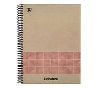Unipapel | Cuaderno A4 Tapa Dura|Cartón y Papel Kraft 100% Reciclados | 80 Hojas Lisas 90g | Rosa | Uninature Concept | FSC Recycled 100