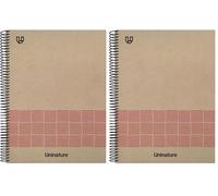 Unipapel | Cuaderno A4 Tapa Dura|Cartón y Papel Kraft 100% Reciclados | 80 Hojas Lisas 90g | Rosa | Uninature Concept | FSC Recycled 100 (Paquete de 2)