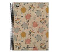 Unipapel | Cuaderno A4 Tapa Dura|Cartón y Papel Kraft 100% Reciclados | 80 Hojas Lisas 90g | Uninature Design Tortugas | FSC Recycled 100%