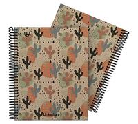 Unipapel | Cuaderno A5 100% Reciclado | 80 Hojas Cuadriculadas 4x4 | 90g | Cactus | FSC Recycled 100% | Tapa Dura | Uninature Design