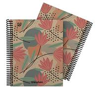 Unipapel | Cuaderno A5 100% Reciclado | 80 Hojas Cuadriculadas 4x4 | 90g | Flores | FSC Recycled 100% | Tapa Dura | Uninature Design