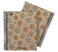 Unipapel | Cuaderno A5 100% Reciclado | 80 Hojas Cuadriculadas 4x4 | 90g | Tortugas | FSC Recycled 100% | Tapa Dura | Uninature Design