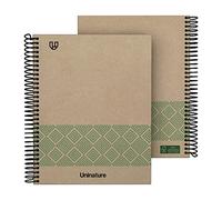 Unipapel | Cuaderno A5 Reciclado 100% | 80 Hojas Cuadriculadas 4x4 90g | Tapa Dura | Verde | Uninature Concept | FSC Recycled 100%