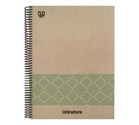 Unipapel - Cuaderno de Tapa Dura A4 Colección Uninature Concept, 80 Hojas Lisas de 90 gramos, Color Marrón y Verde, Cartón Forrado con Papel Kraft 100% Reciclado, Certificado FSC